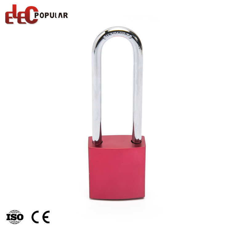 Cadeado de bloqueio de segurança com manilha de alumínio vermelho personalizado de 76 mm