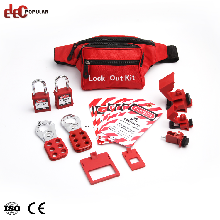 Alça de cintura ajustável pessoal cadeado bolsa de bloqueio de segurança kit de bloqueio elétrico
